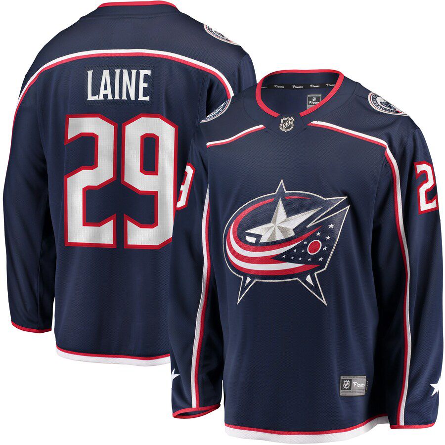 Men Columbus Blue Jackets #29 Patrik Laine Fanatics Branded Navy Home Breakaway NHL Jersey